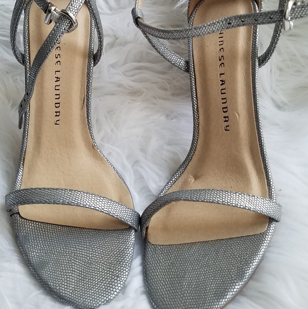 Grey skinny heels